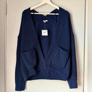 American Eagle Outfitters Navy Chunky Ribbed Open Cardigan